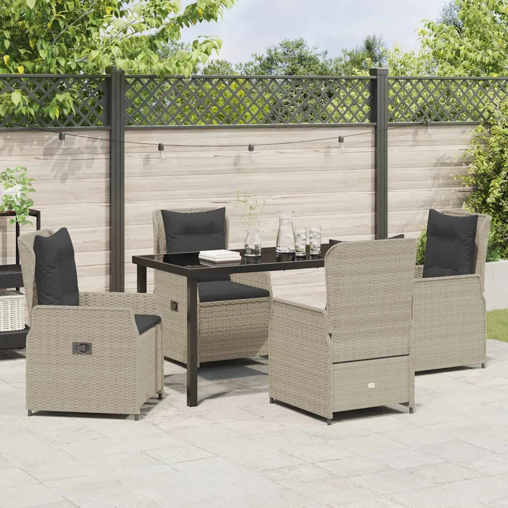 Set da Pranzo per Giardino 5 pcs Grigio chiaro polyrattan 3380976