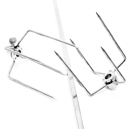 Girarrosto da barbecue 97 cm 230 V, Spiedo in acciaio inox con 2 forchettoni carne