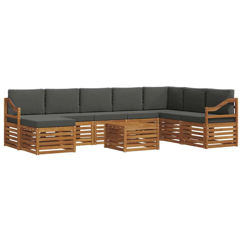 Set di divani da esterno con cuscino 9 pcs Naturale e Antracite