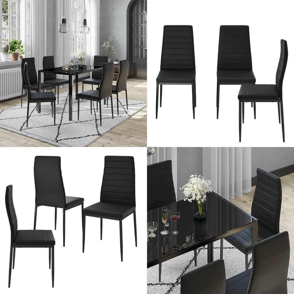 sedie Grand, Nero, 42.5 x 48 cm Set di 6, per l’utilizzo come set da pranzo in cucina o sala da pranzo