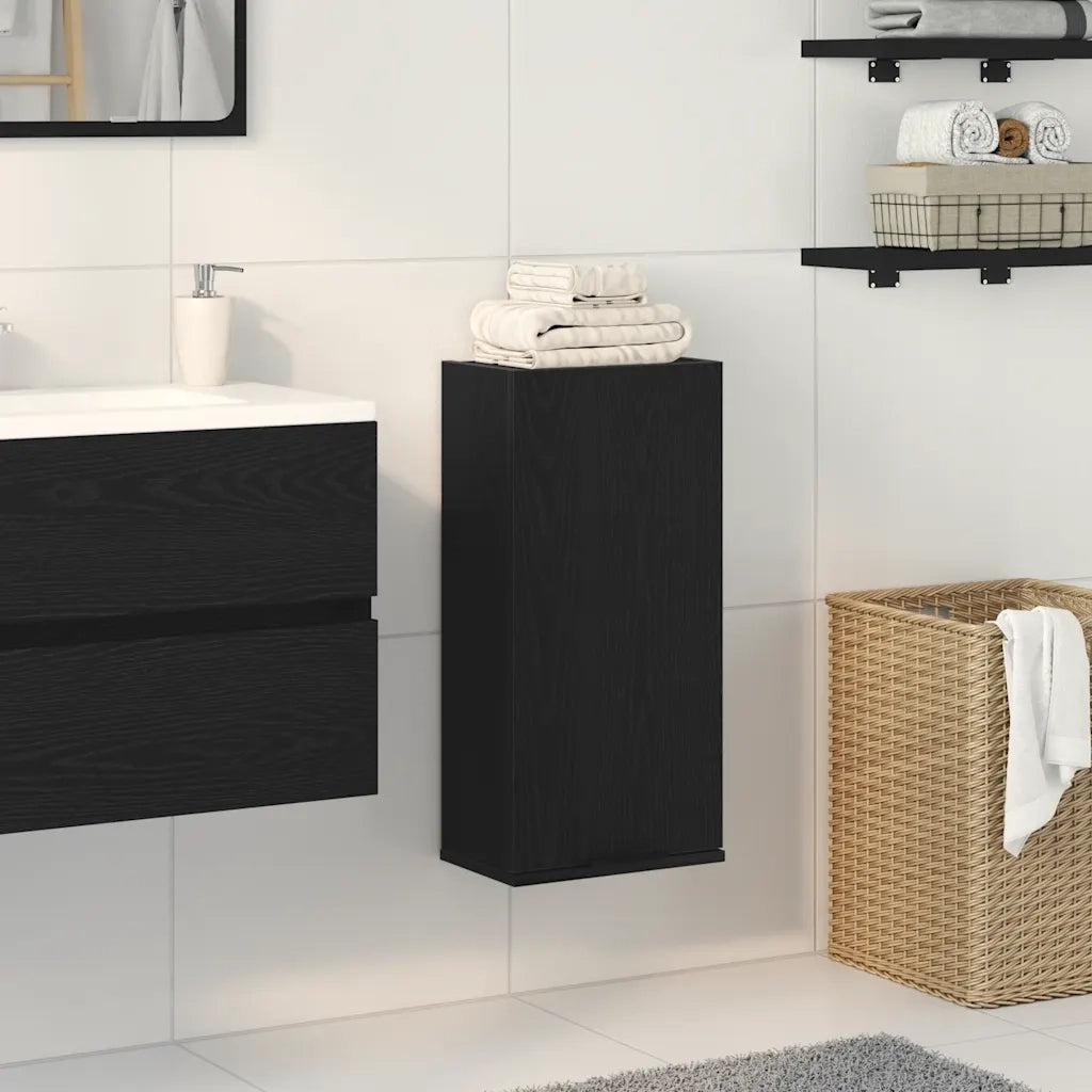 Mobiletto da parete in rovere nero 32x20x67 cm in legno ingegnerizzato