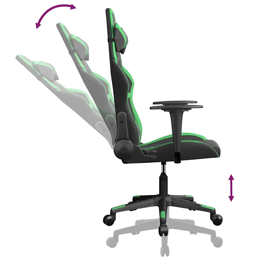 Sedia da Gaming | Sedia da e-sports Massaggiante Nero e Verde in Similpelle