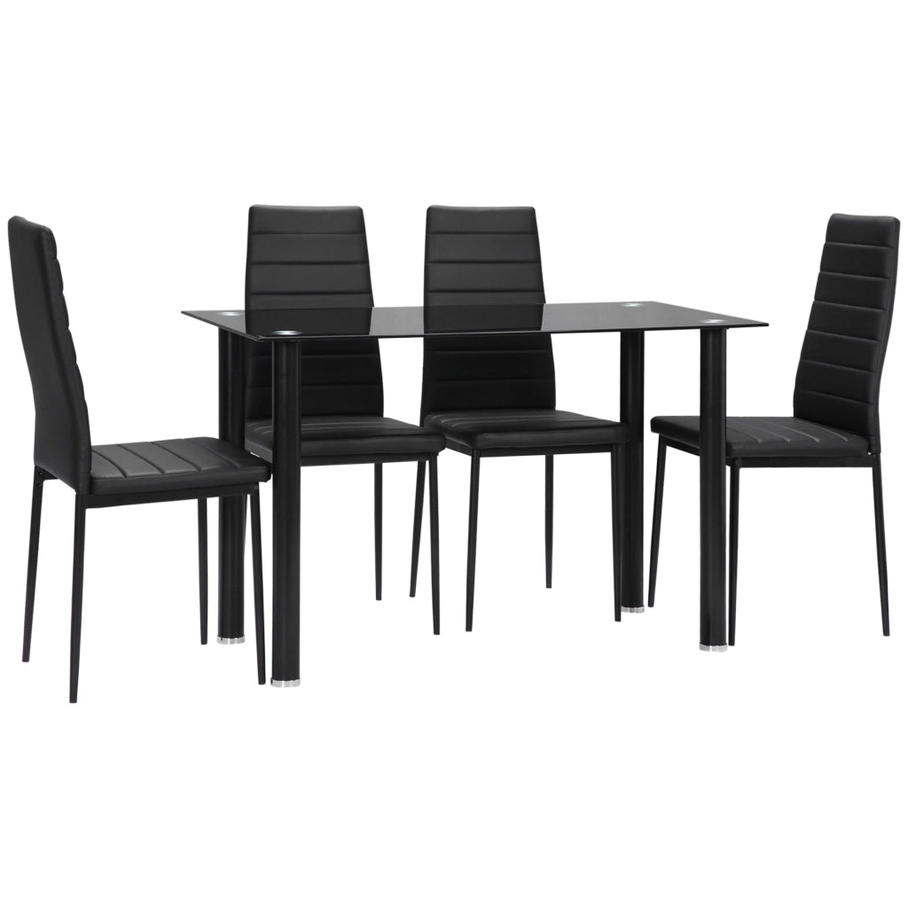 Tavolo da pranzo allungabile set con 4 sedie ¨C Minimal ¨C nero vetro