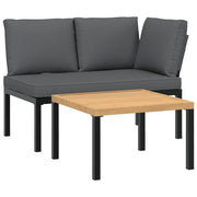 Set Divani da Giardino 2 pz | Set Salotto da Giardino con Cuscini in Alluminio Nero