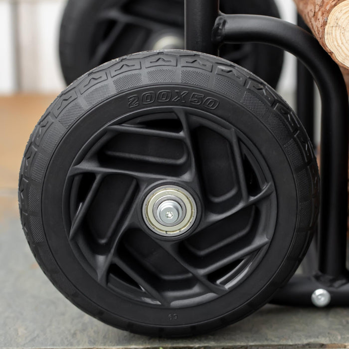 Portalegna per Camino 77x42x105 cm con Ruote in Acciaio Nero