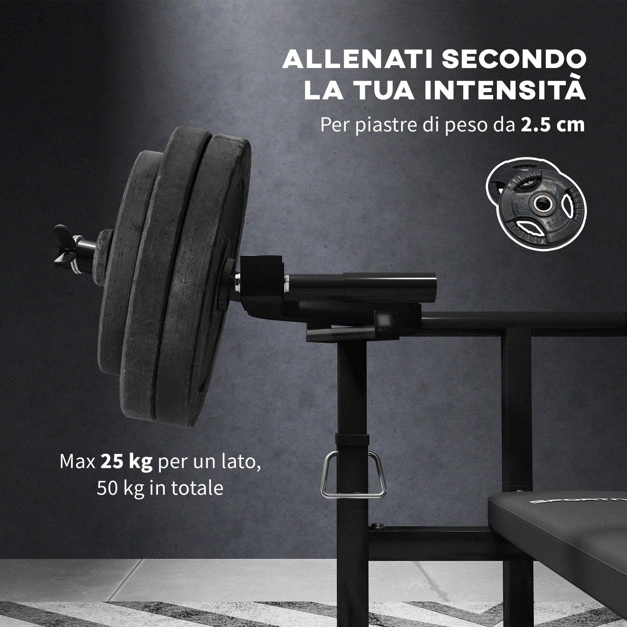 Panca per Pettorali ad Altezza Regolabile 150x150x60-85 cm in Acciaio Nero