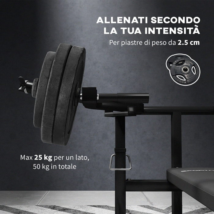 Panca per Pettorali ad Altezza Regolabile 150x150x60-85 cm in Acciaio Nero