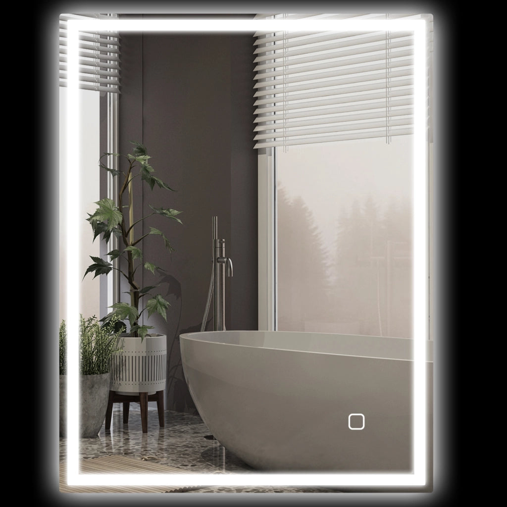 Specchio da Bagno con Luce LED 90x70 cm ¨C zephmum ¨C Argento
