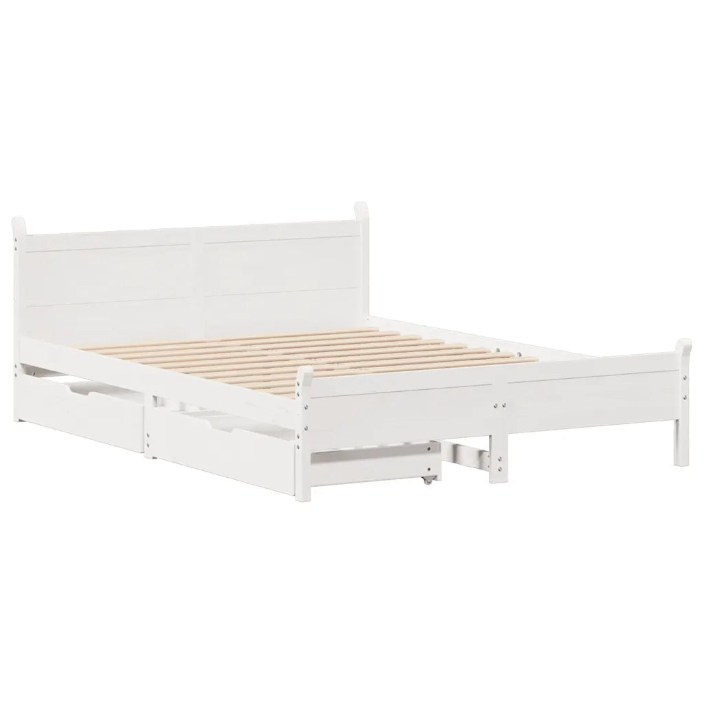 Letto senza Materasso Bianco 135x190 cm Legno Massello di Pino