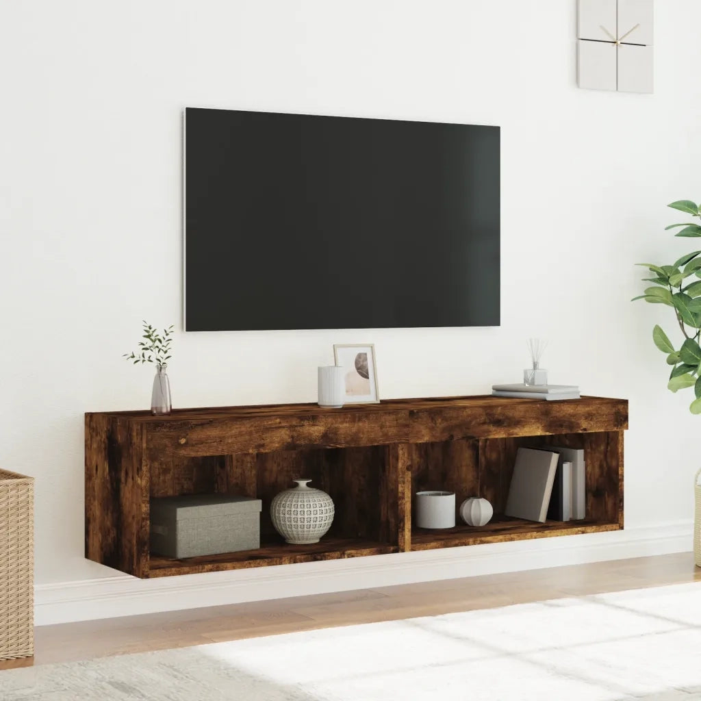 Mobili Porta TV con Luci LED 2 pz Rovere Fumo 60x30x30 cm 837136