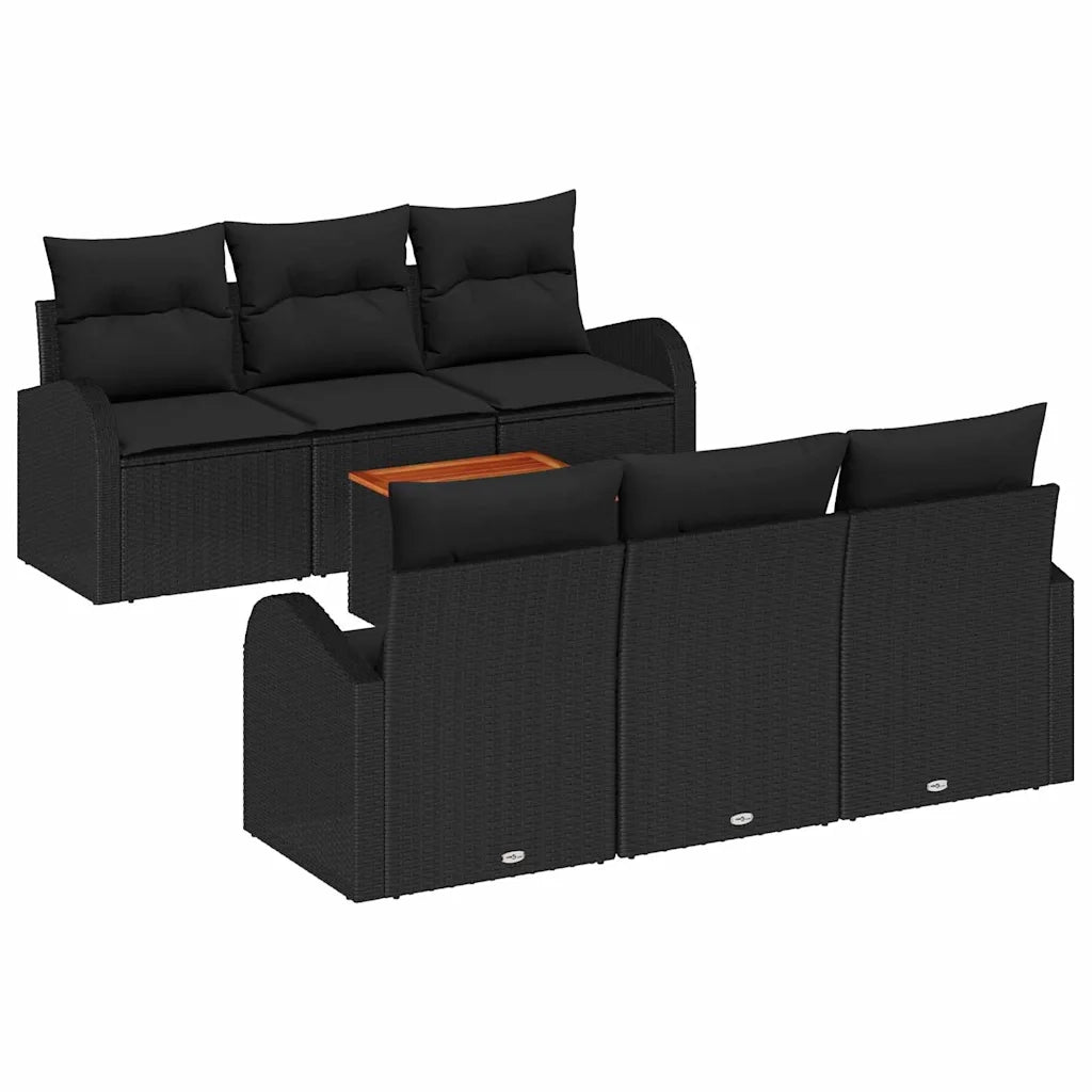 Set Divano da Giardino con archiviazione 7 pcs Nero polyrattan 3356196