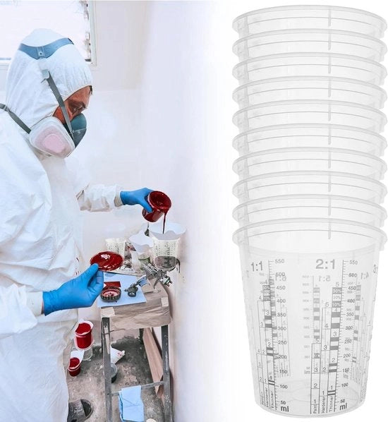 20 set di pennelli per verniciare 680 ml con divisione graduata per mescolare colori liquidi.