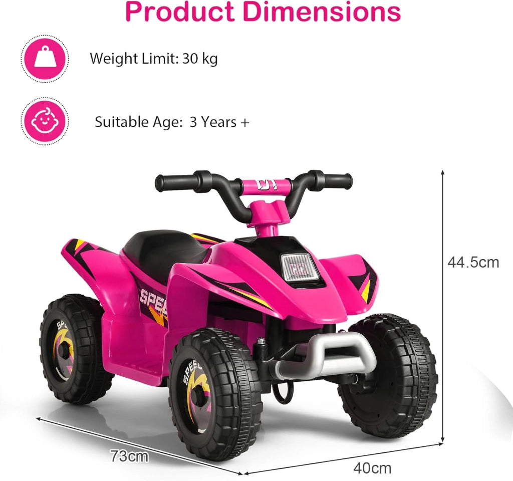Auto elettrica per bambini, Quad elettrico per bambini ATV 6V, camminata anteriore/posteriore, sedile ergonomico, ruote antiscivolo, caricatore incluso, carico 30 kg, per ragazzi e ragazze 3