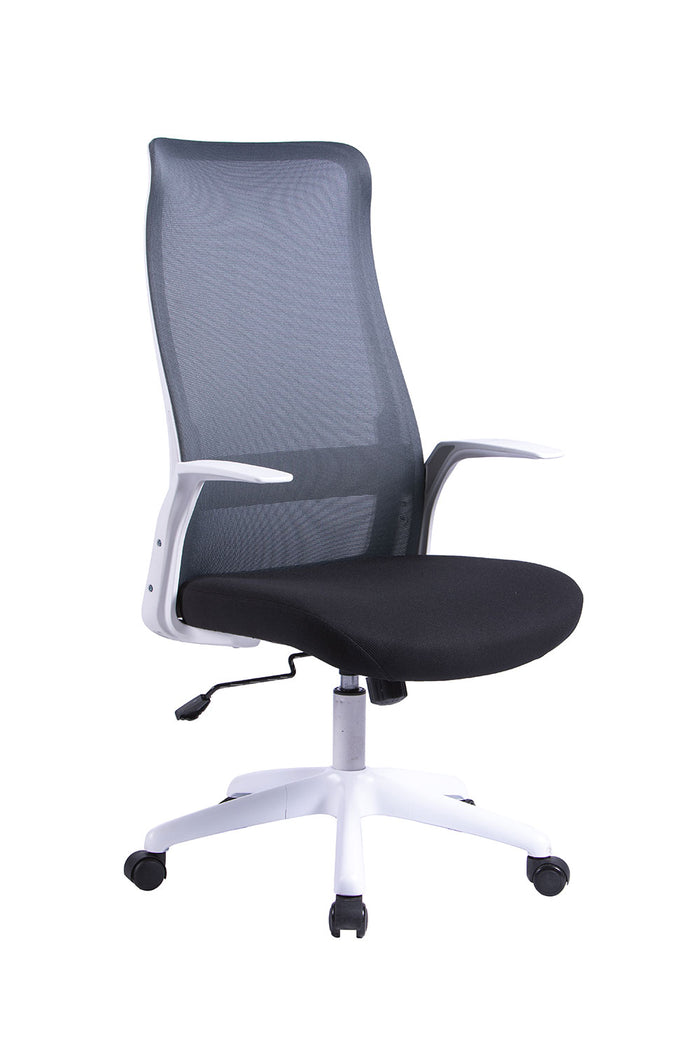 Sedia Direzionale da Ufficio 62x62x110-118 cm Arlington in Rete Tecnica Nero e Bianco