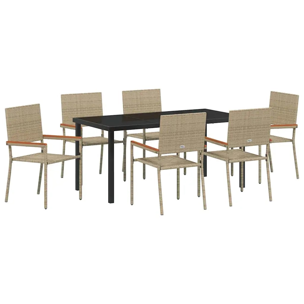 Set da Pranzo per Giardino con cuscino 7 pcs Beige polyrattan 3379720