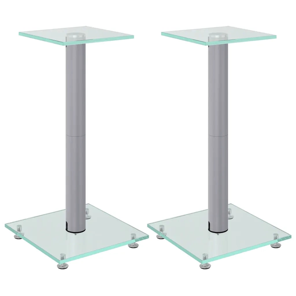 Pedane Casse 2 pz Argento Vetro Temperato Design a 1 Pilastro CFW6926046