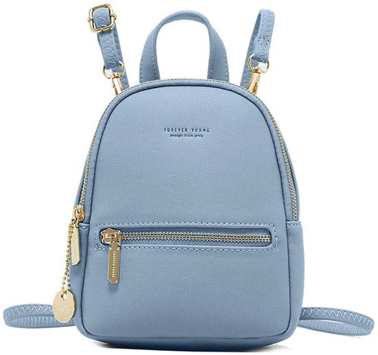 Borse da viaggio per donne con cinturino, zainetti eleganti per ragazze, borse da spalla per bambine, zaini da viaggio impermeabili in pelle PU blu