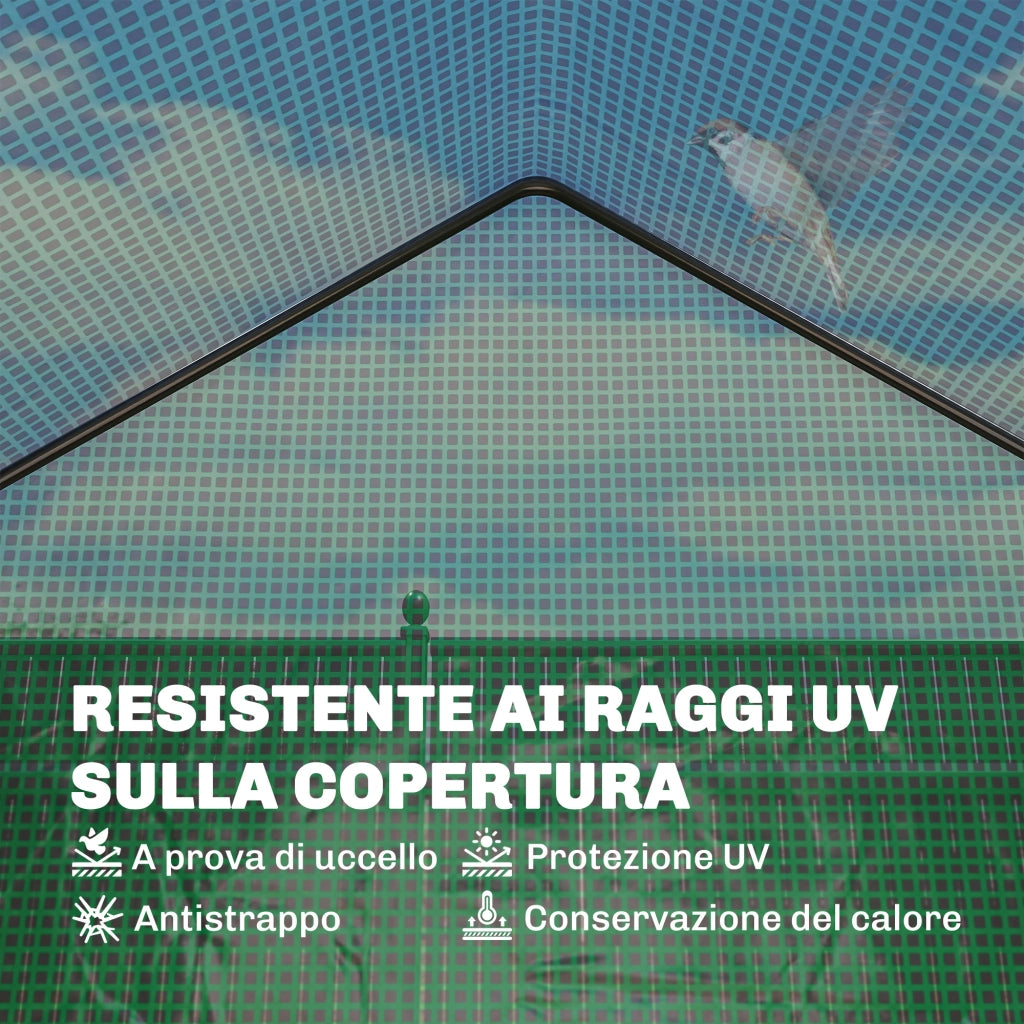 Serra da Giardino 143 x 73 x 195 cm con Scaffale a 2 Ripiani, Verde