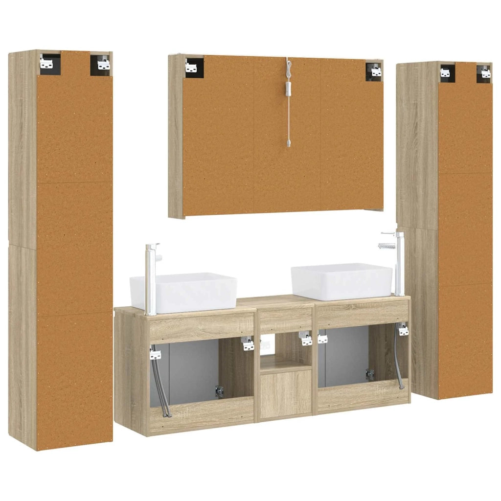 Set di mobili per il bagno 6 pcs Rovere Sonoma 3407233