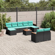 Set Divani da Giardino 10 pz con Cuscini Nero in Polyrattan 3226407