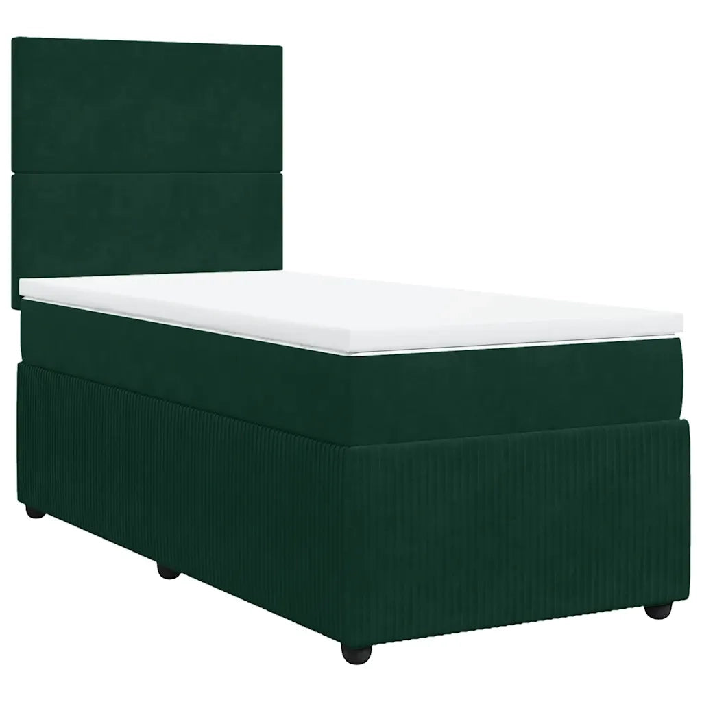 Giroletto a Molle con Materasso Verde Scuro 100x200 cm Velluto