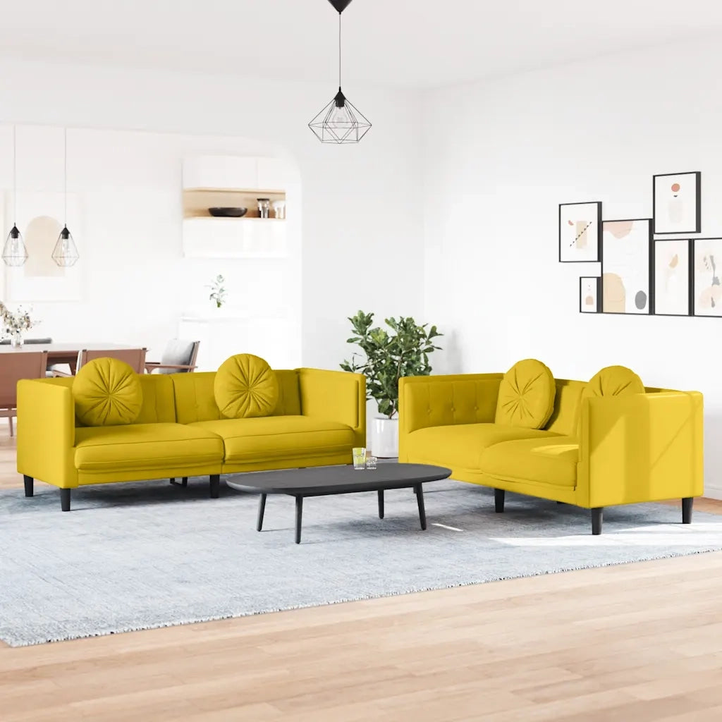 Set di Divani 2 pz con Cuscini Giallo in Velluto 3209263