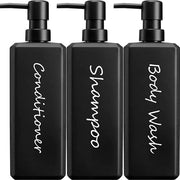 Dispensatore di shampoo, 3 pezzi, 3 ml, dispensatore di sapone, nero, opaco, plastico, lezioni di shampoo da riempire con pompa, dispensatore da bagno, set di lezioni con pompa per condizionatore, corpo e crema