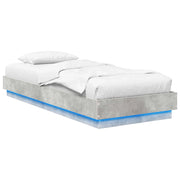 Letto singolo | Letto per adulti | Letto con LED Grigio Cemento 80 x 200 cm Legno ingegnerizzato