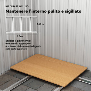 Casetta Box Da Giardino 152x132x188 cm con Tetto Inclinato e 4 Prese d'Aria in Acciaio Verde