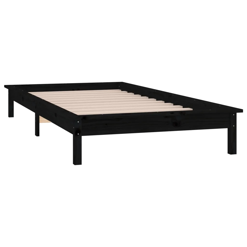 Giroletto con LED Nero 90x200 cm in Legno Massello 820595