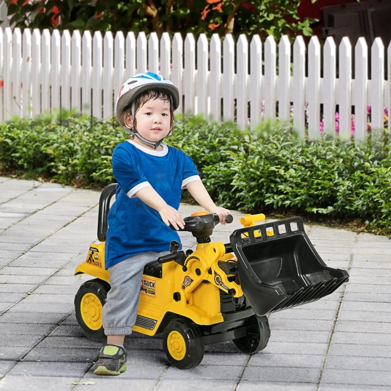 Escavatore cavalcabile con vano portaoggetti integrato, trattore cavalcabile per bambini, escavatore per bambini con clacson, scavatrice cavalcabile,