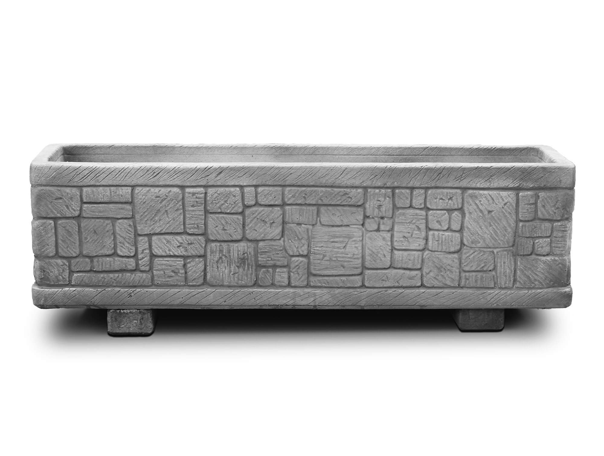 Fioriera da Giardino 100x27x29 cm in Cemento Granulato di Marmo Presolana Grande Grigio