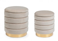 Set 2 Pouf Contenitore Darina Beige in Legno