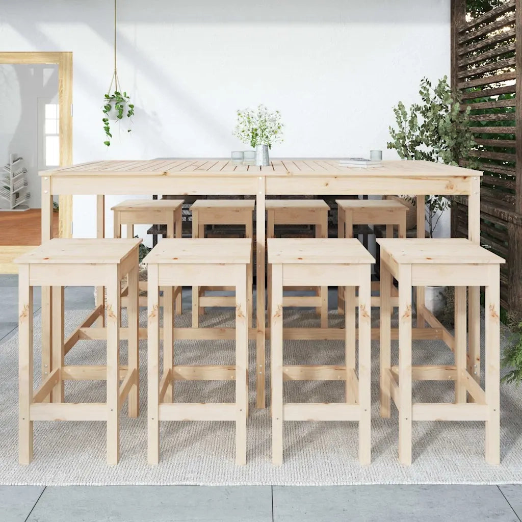 Set Bar da Giardino 9 pz in Legno Massello di Pinocod mxl 94293