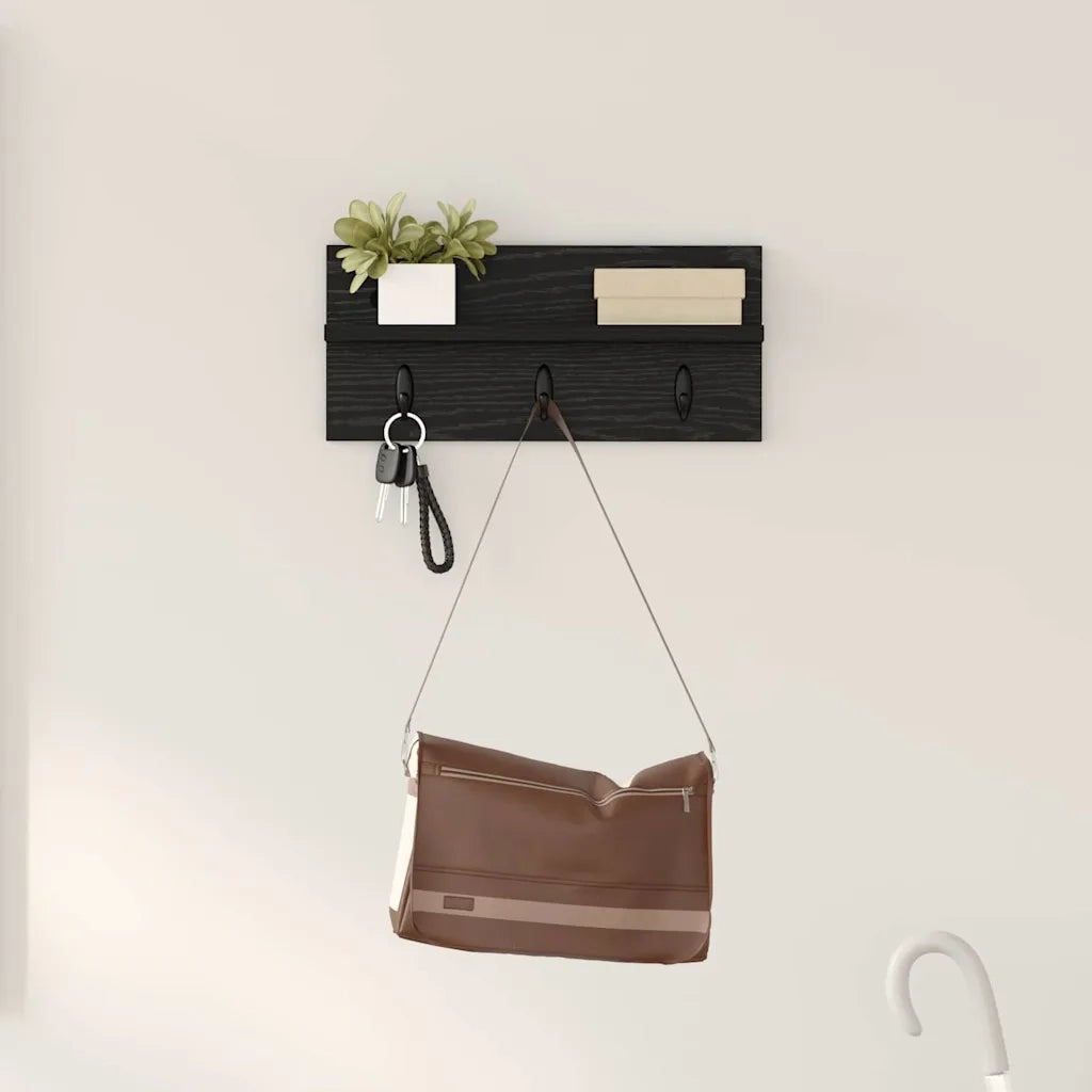 vidaXL Appendiabiti a muro Rovere nero 40 x 10.5 x 18 cm