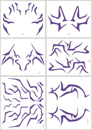 Set di tatuaggi temporanei 6 pezzi, stiker di tatuaggio K-Pop, set di tatuaggi popolari, merchandise anime K-Pop per Halloween, festival, festa, caccia, cosplay, bambini, adolescenti, adulti, blu