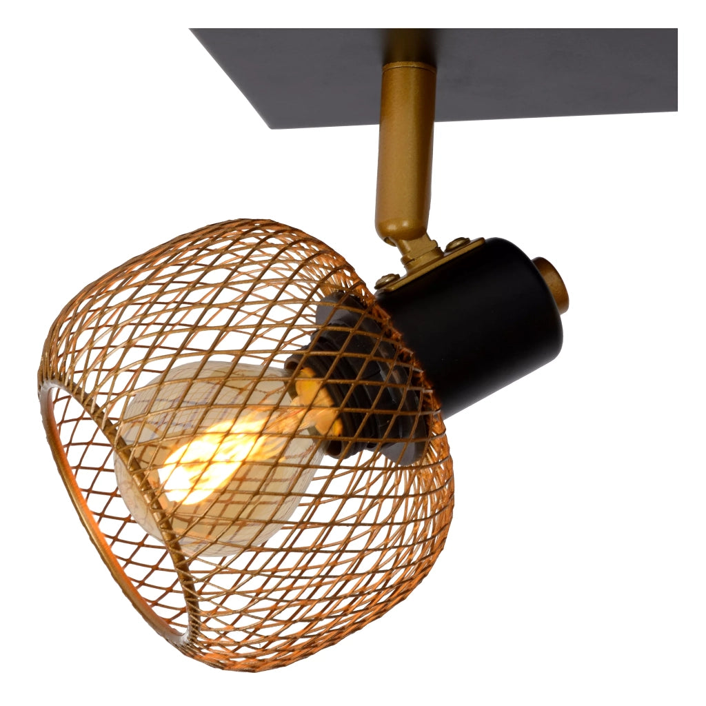 Plafoniera doppia Lucide Maren 2xE14 40W oro/nero metallo