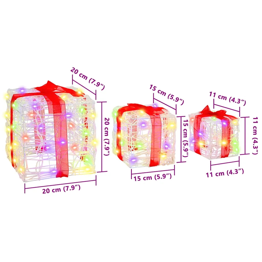 Scatola Regalo 3 pcs Multicolore 20 x 20 x 20 cm Acrilico
