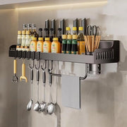 Organizzatore a muro per spezie con inserto per coltelli - Raccogli spezie e coltelli in cucina - 40 cm