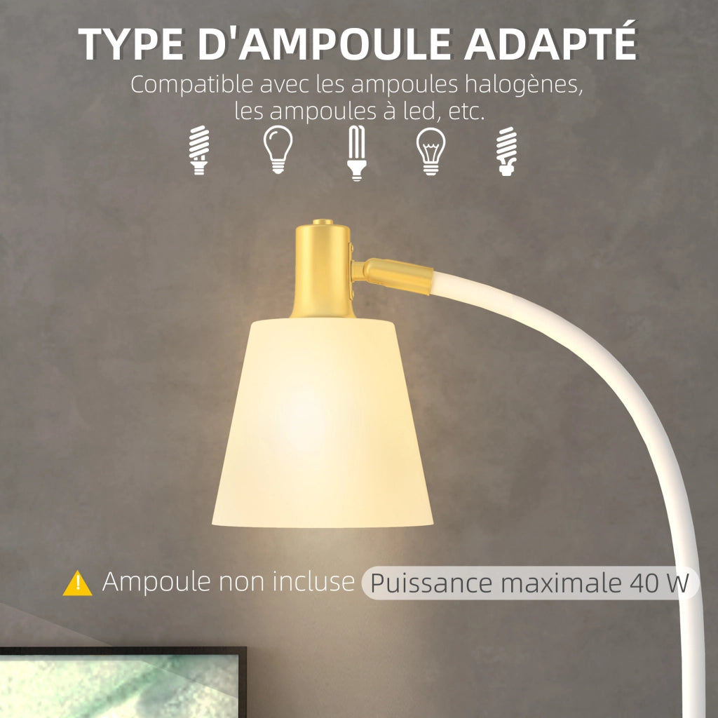 Lampada da terra ¨C zephmum ¨C regolabile in altezza 127-160 cm, interruttore, attacco E27, bianco