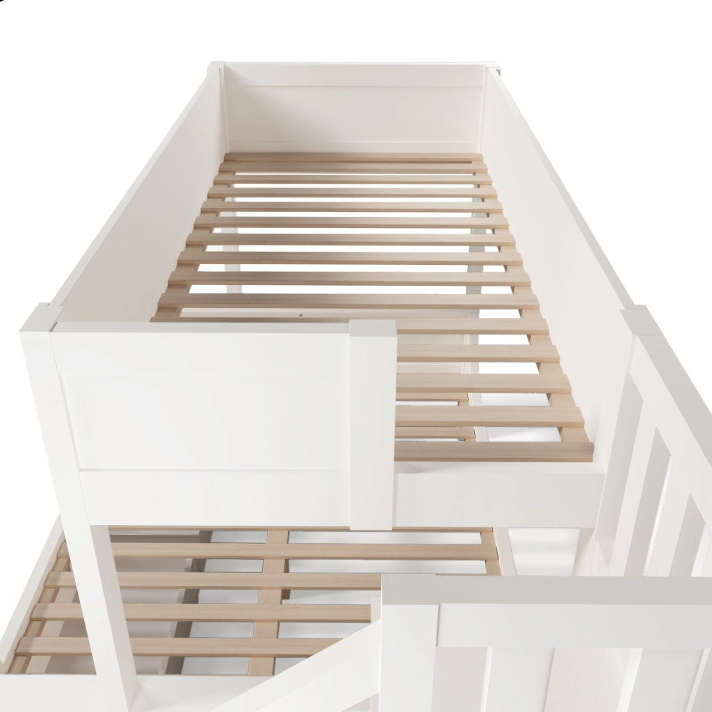 LETTO a castello con armadio scala e cassetti 90x200/140x200 cm bianco