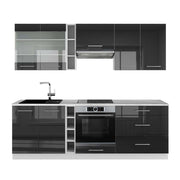 Cucina componibile Fame-Line Antracite lucido/Bianco 235 cm, PL Marmo Vicco