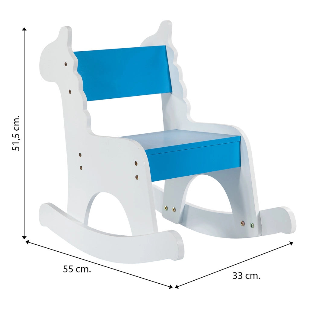 Mecedora infantil de madera con lacado azul 33x55x51.5