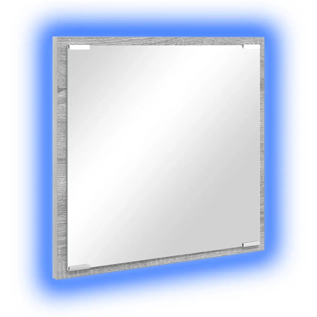 Specchio da Bagno LED-Specchio decorativo con LED Grigio Sonoma 40 x 37 x 8.5 cm