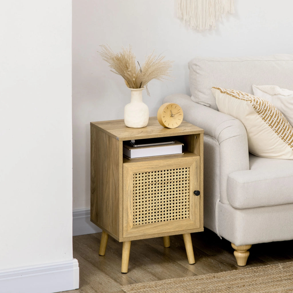 Comodino con cassetto e ripiano design vintage ¨C zephmum ¨C naturale 39x35x60 cm