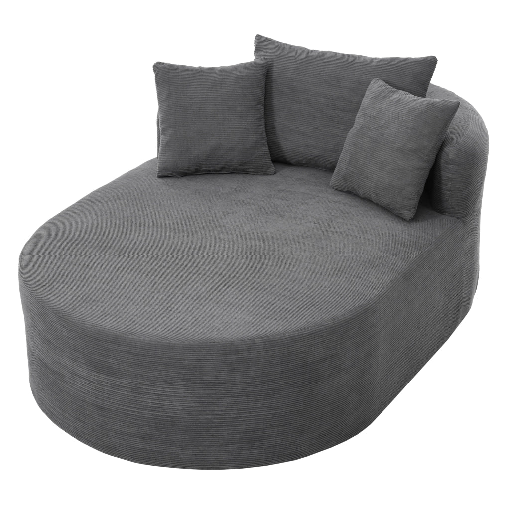 Poltrona relax ovale con seduta profonda e design compatto in velluto a coste - grigio