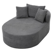 Poltrona relax ovale con seduta profonda e design compatto in velluto a coste - grigio