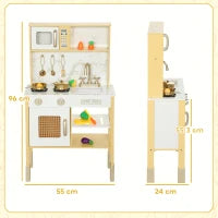 Cucina Giocattolo in Legno con Suono e Accessori, in Acciaio Inox, Oro