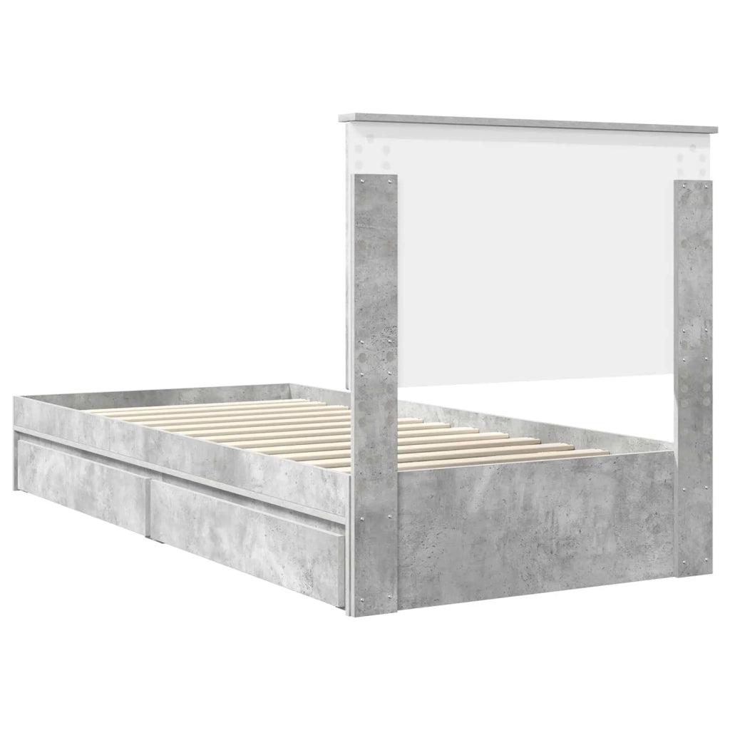 Letto con Contenitore con testiera Grigio cemento 90 x 190 cm 3409590