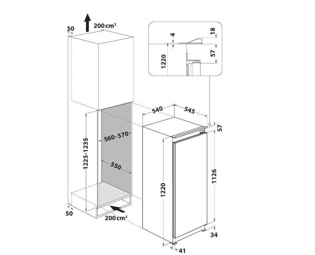Whirlpool ARG 71912 monoporta Da incasso 189 L E Acciaio inox